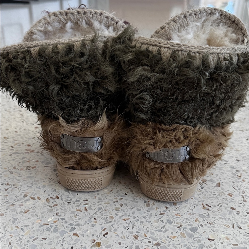 Mou Purple Kaki and Tan Fuzzy Boots - Picture 2 of 8